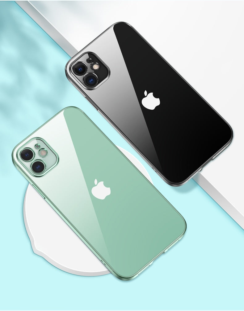 Luxury Plating Square Frame Transparent Case For iPhone 11 12 13 Pro Max Mini X Xr XS SE 2020 7 8 Plus Soft Silicone Clear Cover The Clothing Company Sydney