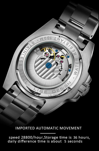Mens Automatic Mechanical Tourbillon Clock Fashion Sport Diving Watch 100ATM Waterproof Luminous Watches The Clothing Company Sydney