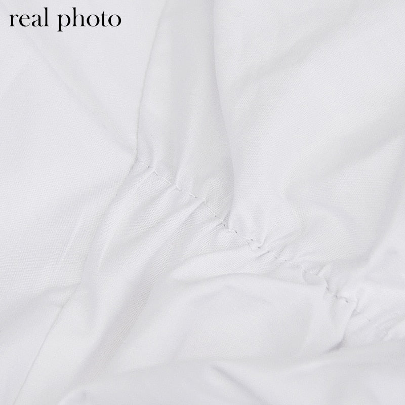 Button Ruched White Puff Sleeve Blouse Shirts Women's Long Sleeve Crop Blouses Solid Top The Clothing Company Sydney