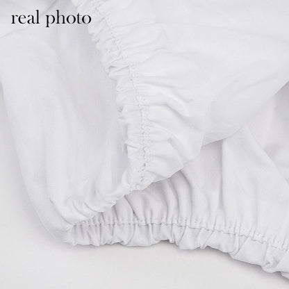 Button Ruched White Puff Sleeve Blouse Shirts Women's Long Sleeve Crop Blouses Solid Top The Clothing Company Sydney