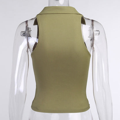 Deep V-Neck Sleeveless Tank Top Women Summer Crop Tops Ruched Drawstring Black Fashion Skinny Elastic Streetwear The Clothing Company Sydney