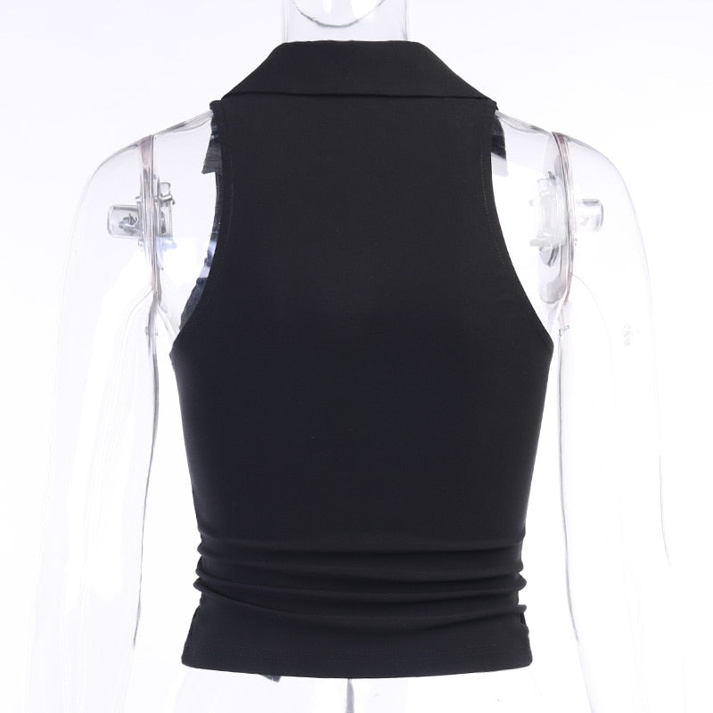 Deep V-Neck Sleeveless Tank Top Women Summer Crop Tops Ruched Drawstring Black Fashion Skinny Elastic Streetwear The Clothing Company Sydney