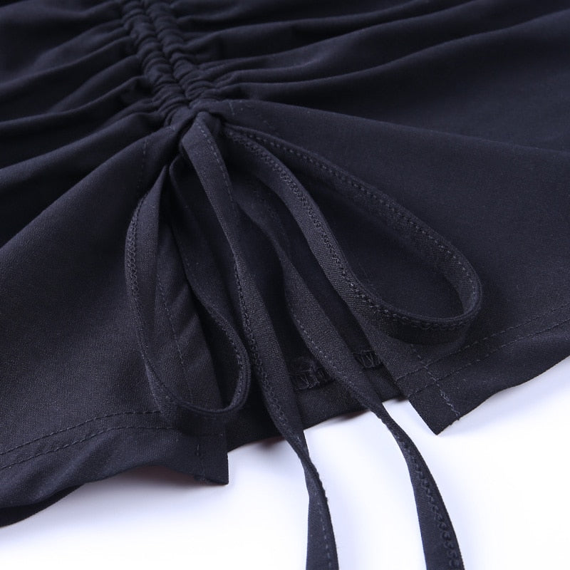 Deep V-Neck Sleeveless Tank Top Women Summer Crop Tops Ruched Drawstring Black Fashion Skinny Elastic Streetwear The Clothing Company Sydney