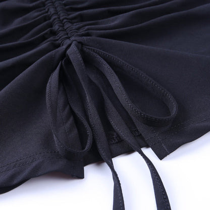 Deep V-Neck Sleeveless Tank Top Women Summer Crop Tops Ruched Drawstring Black Fashion Skinny Elastic Streetwear The Clothing Company Sydney