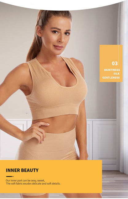 2 Piece Yoga Set Gym Set Workout Seamless Leggings Sports Bra Suit Female Clothing High Waist Shorts Set The Clothing Company Sydney