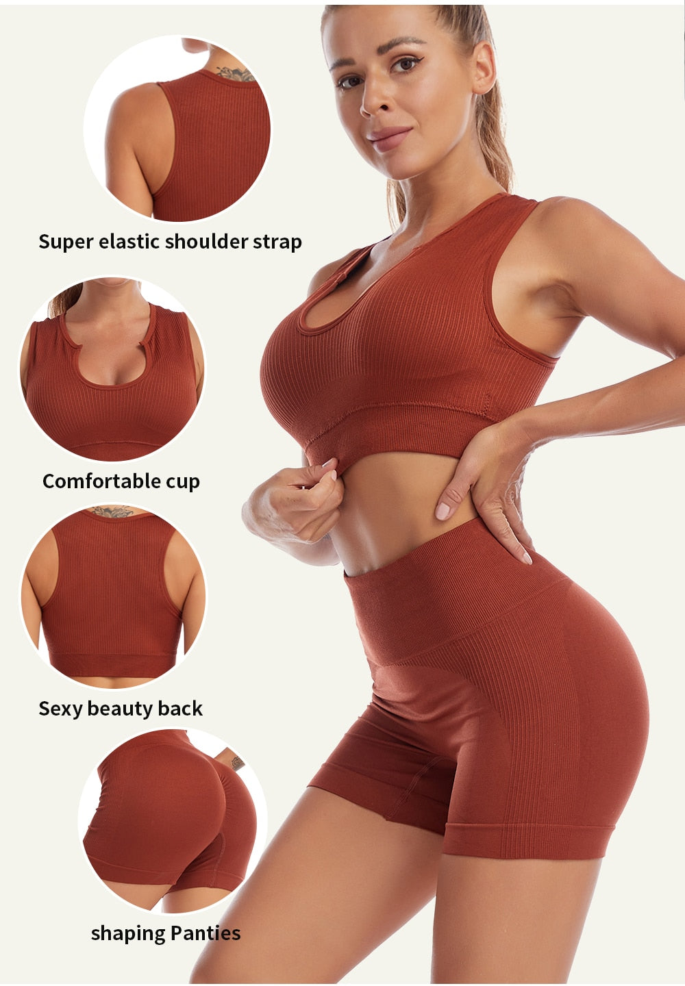 2 Piece Yoga Set Gym Set Workout Seamless Leggings Sports Bra Suit Female Clothing High Waist Shorts Set The Clothing Company Sydney