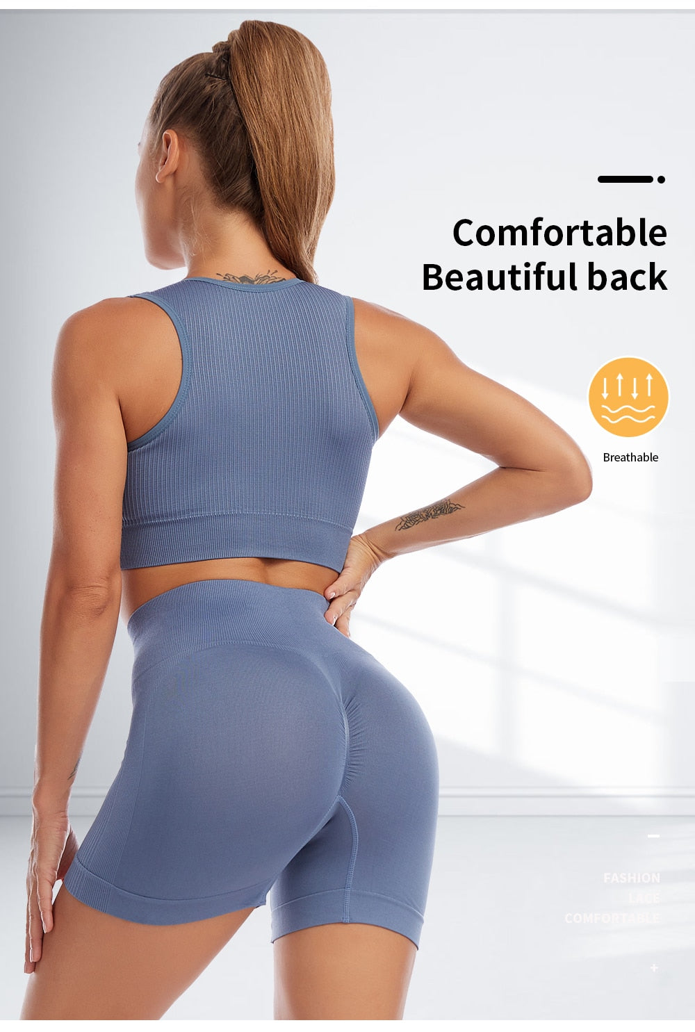 2 Piece Yoga Set Gym Set Workout Seamless Leggings Sports Bra Suit Female Clothing High Waist Shorts Set The Clothing Company Sydney
