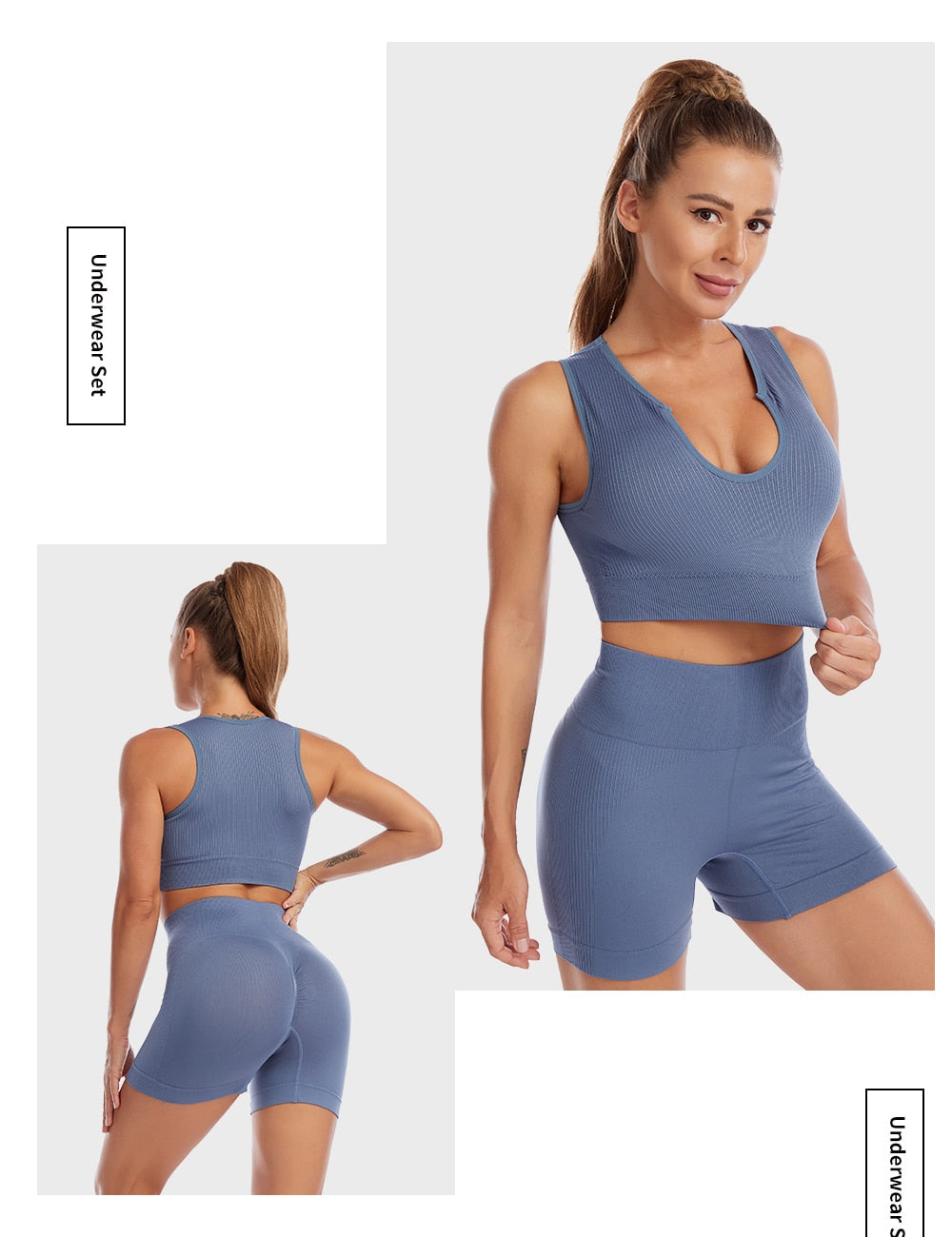 2 Piece Yoga Set Gym Set Workout Seamless Leggings Sports Bra Suit Female Clothing High Waist Shorts Set The Clothing Company Sydney