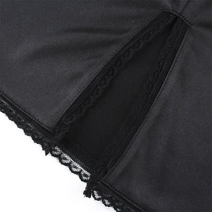 Strappy Satin Ruched Black Mini Lace Spliced Side Split Sundress Backless Dresse The Clothing Company Sydney