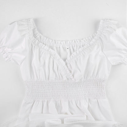 V Neck Fashion Ruched Short Sleeve Summer Causal Dresses A-Line Frills Sundress Mini Dress The Clothing Company Sydney