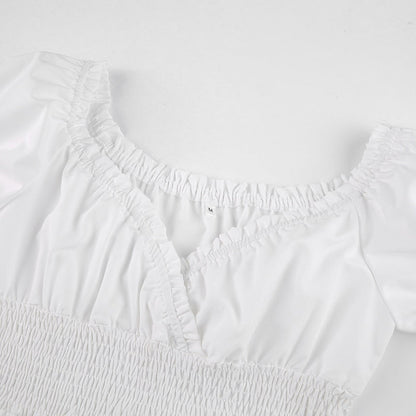 V Neck Fashion Ruched Short Sleeve Summer Causal Dresses A-Line Frills Sundress Mini Dress The Clothing Company Sydney