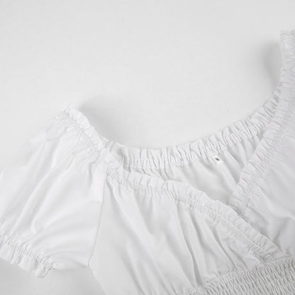 V Neck Fashion Ruched Short Sleeve Summer Causal Dresses A-Line Frills Sundress Mini Dress The Clothing Company Sydney