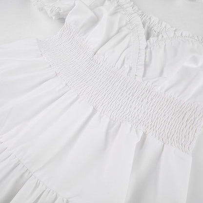 V Neck Fashion Ruched Short Sleeve Summer Causal Dresses A-Line Frills Sundress Mini Dress The Clothing Company Sydney