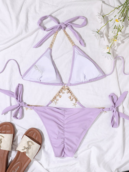 2 Piece Crystal Swimwear Metal Chain Swimsuit Bathing Suit Push Up Bikini The Clothing Company Sydney