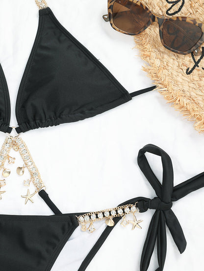 2 Piece Crystal Swimwear Metal Chain Swimsuit Bathing Suit Push Up Bikini The Clothing Company Sydney