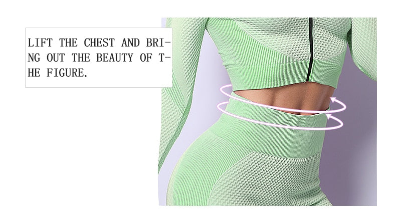 2/3 Piece Seamless Women Yoga Set Workout Sportswear Gym Clothing Fitness Long Sleeve Crop Top High Waist Leggings Sports Suits The Clothing Company Sydney