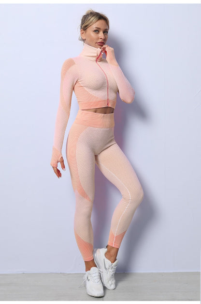2/3 Piece Seamless Women Yoga Set Workout Sportswear Gym Clothing Fitness Long Sleeve Crop Top High Waist Leggings Sports Suits The Clothing Company Sydney