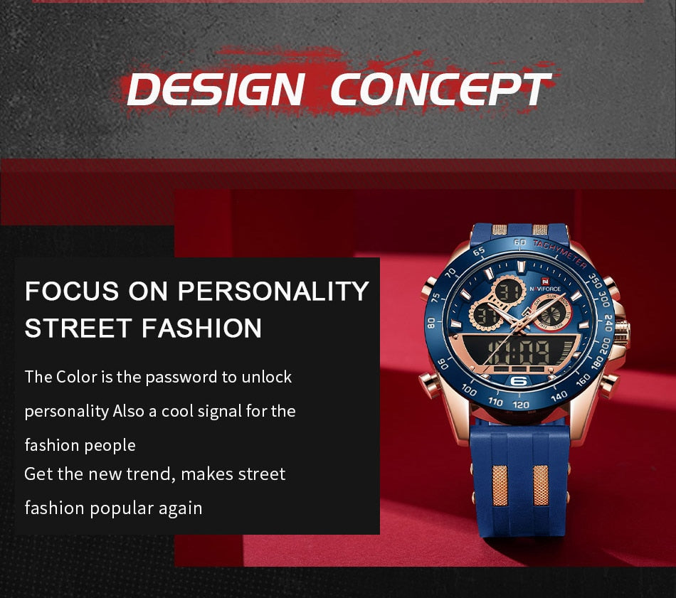 Men's Luxury Brand Digital Military Quartz Wrist Watch Sport Chronograph Silicone Strap Watches The Clothing Company Sydney