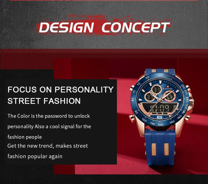 Men's Luxury Brand Digital Military Quartz Wrist Watch Sport Chronograph Silicone Strap Watches The Clothing Company Sydney
