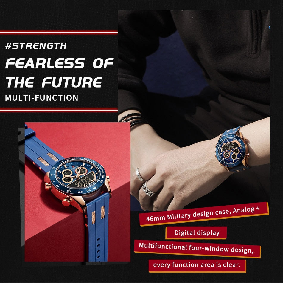 Men's Luxury Brand Digital Military Quartz Wrist Watch Sport Chronograph Silicone Strap Watches The Clothing Company Sydney
