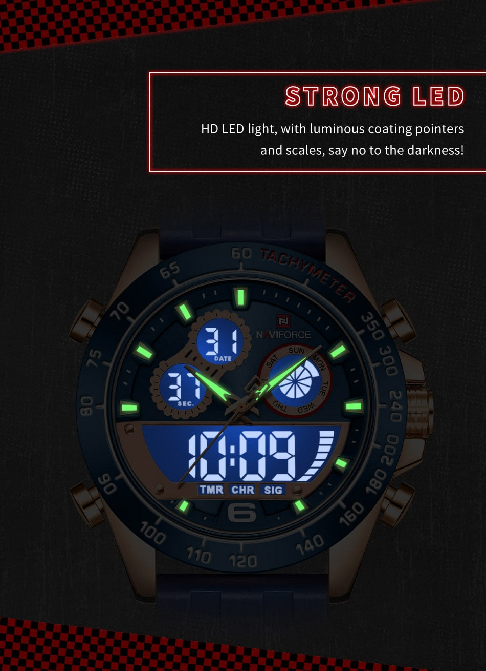 Men's Luxury Brand Digital Military Quartz Wrist Watch Sport Chronograph Silicone Strap Watches The Clothing Company Sydney