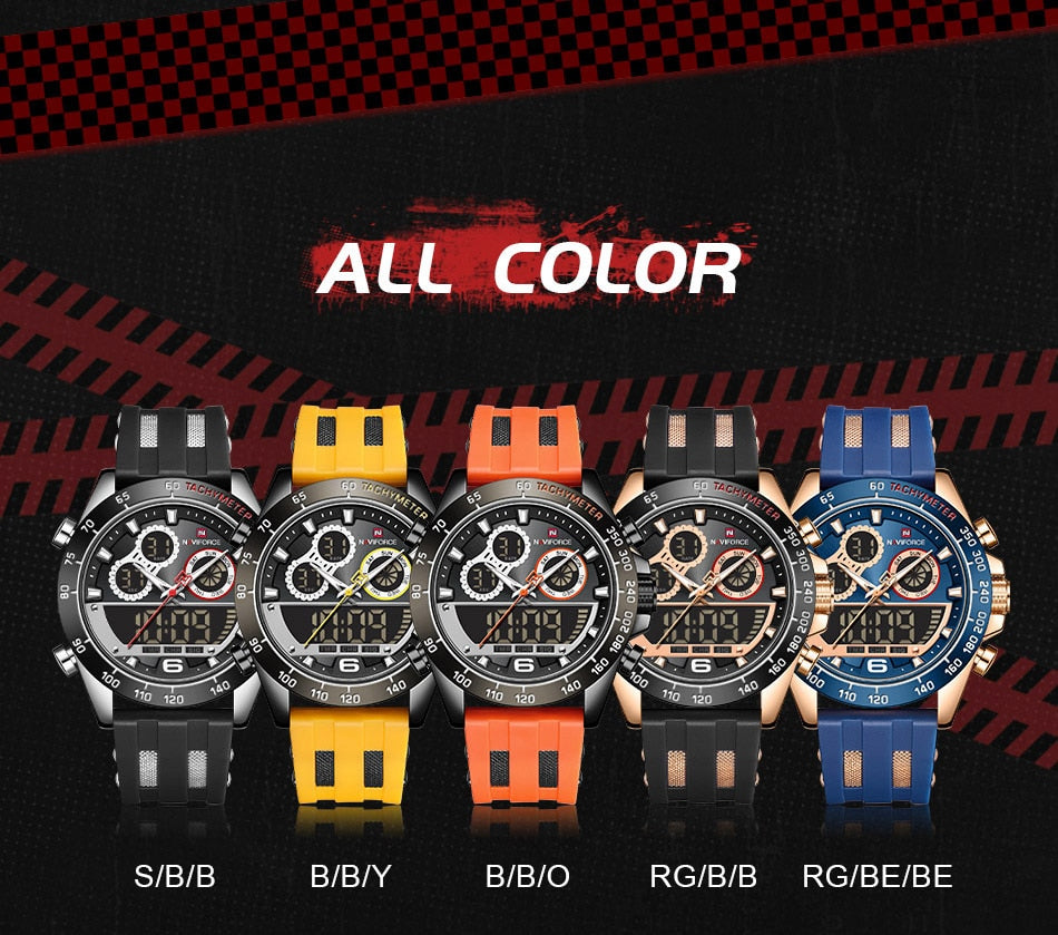 Men's Luxury Brand Digital Military Quartz Wrist Watch Sport Chronograph Silicone Strap Watches The Clothing Company Sydney