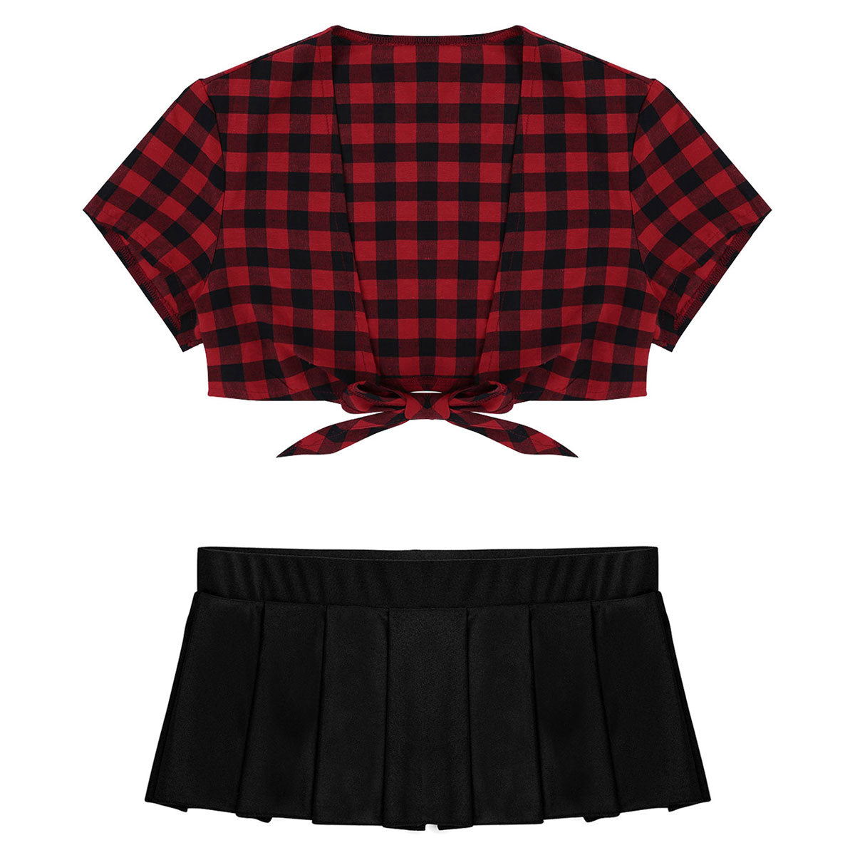 Cosplay Schoolgirl Costume Outfit Short Sleeve Night Clubwear Deep V Crop Top Pleated Mini Skirt The Clothing Company Sydney