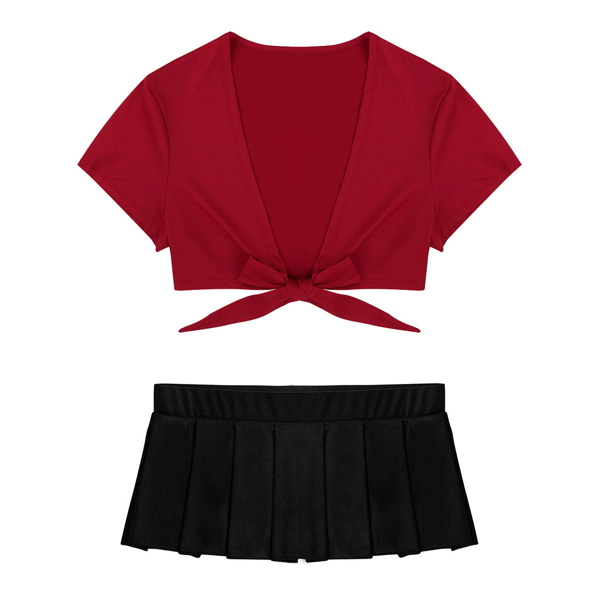 Cosplay Schoolgirl Costume Outfit Short Sleeve Night Clubwear Deep V Crop Top Pleated Mini Skirt The Clothing Company Sydney