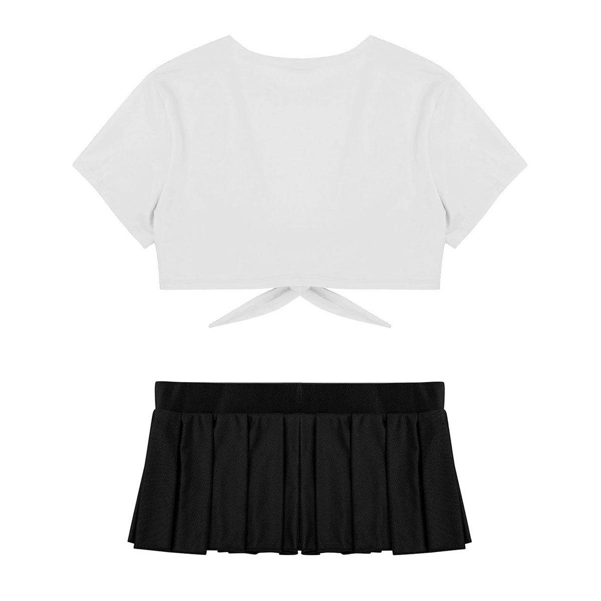 Cosplay Schoolgirl Costume Outfit Short Sleeve Night Clubwear Deep V Crop Top Pleated Mini Skirt The Clothing Company Sydney