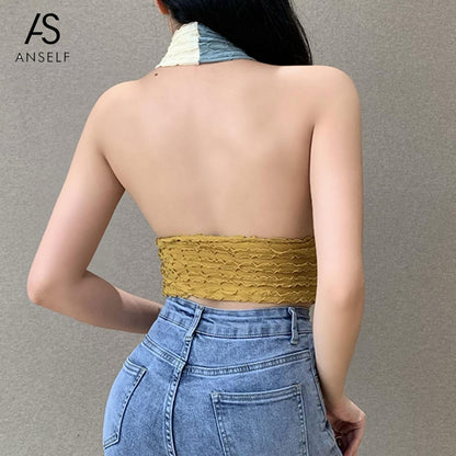 Cross Halter Crop Top Sleeveless Backless Cami Top Hollow Out Sexy Bralette Top The Clothing Company Sydney