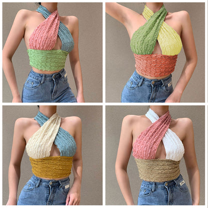 Cross Halter Crop Top Sleeveless Backless Cami Top Hollow Out Sexy Bralette Top The Clothing Company Sydney