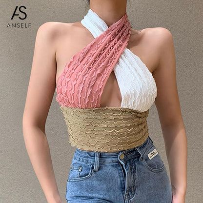 Cross Halter Crop Top Sleeveless Backless Cami Top Hollow Out Sexy Bralette Top The Clothing Company Sydney