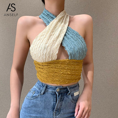 Cross Halter Crop Top Sleeveless Backless Cami Top Hollow Out Sexy Bralette Top The Clothing Company Sydney