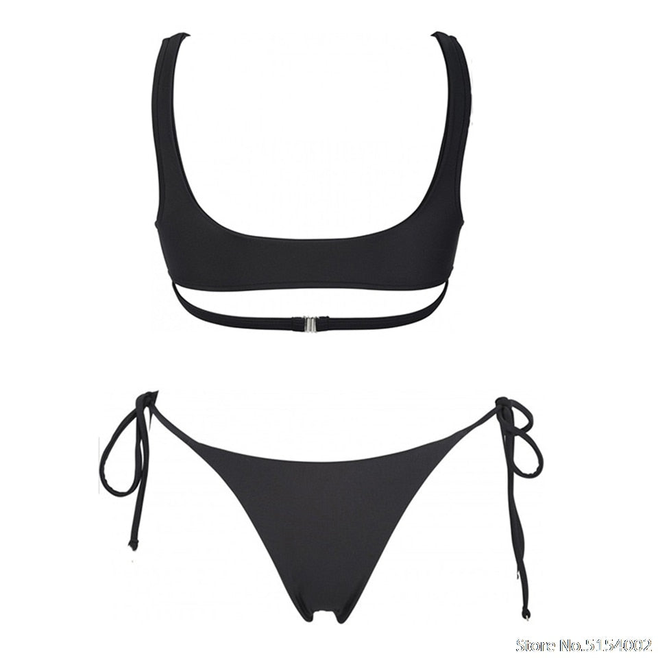 2 Piece Heart Ring Neon Pink Push Up High Waist G String Swimsuit Strap Bandage Swimwear Bathing Suit Halter Top Bikini Set The Clothing Company Sydney