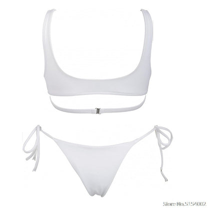 2 Piece Heart Ring Neon Pink Push Up High Waist G String Swimsuit Strap Bandage Swimwear Bathing Suit Halter Top Bikini Set The Clothing Company Sydney