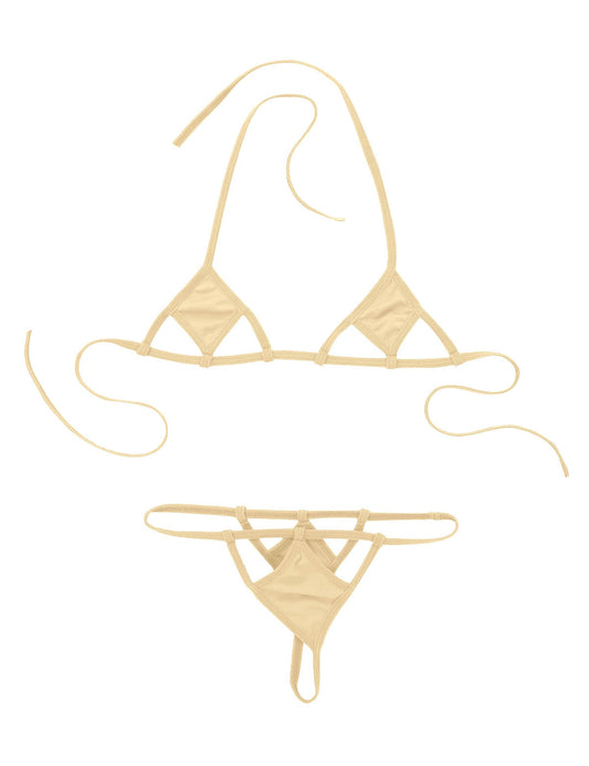2 Piece Lingerie Exotic Sets Underwear Minimal Cover Mini Micro Bikini Set Halter Neck Self-tie Bra Top with G-String Briefs The Clothing Company Sydney