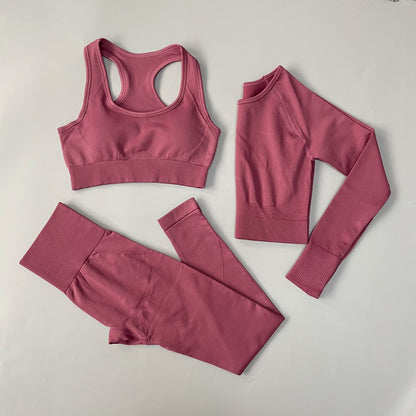3 Piece Fitness Women Yoga Set Seamless Sportswear workout sport leggings+top+Bra Gym Set Woman Gym Clothing shorts sets 2021 HOT The Clothing Company Sydney