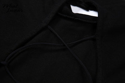 Cotton mix hollow out sexy tshirt bandage backless long sleeve tops slim bodycon streetwear The Clothing Company Sydney