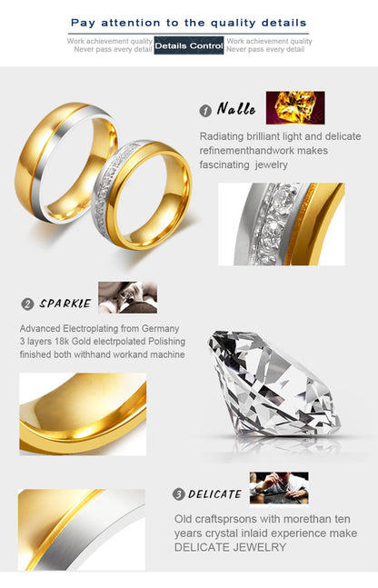 Gold Color Wedding Bands Women Men Stainless Steel Engagement Couple Anniversary Rings The Clothing Company Sydney