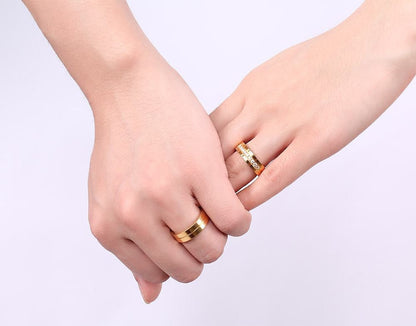 Gold Color Wedding Bands Women Men Stainless Steel Engagement Couple Anniversary Rings The Clothing Company Sydney