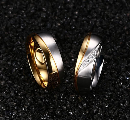 Gold Color Wedding Bands Women Men Stainless Steel Engagement Couple Anniversary Rings The Clothing Company Sydney