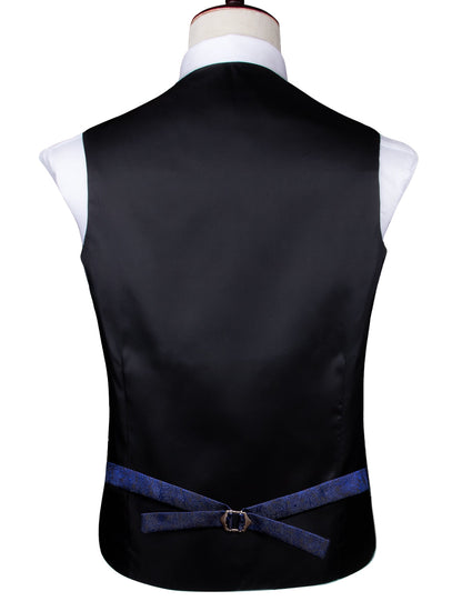 Men's Vests and Tie Business Formal Dresses Slim Vest 4piece Hanky cufflinks for Suit Blue Paisley Waistcoat The Clothing Company Sydney