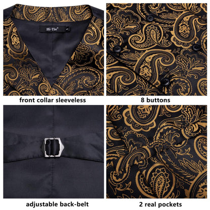 Men's Vests and Tie Business Formal Dresses Slim Vest 4piece Hanky cufflinks for Suit Blue Paisley Waistcoat The Clothing Company Sydney