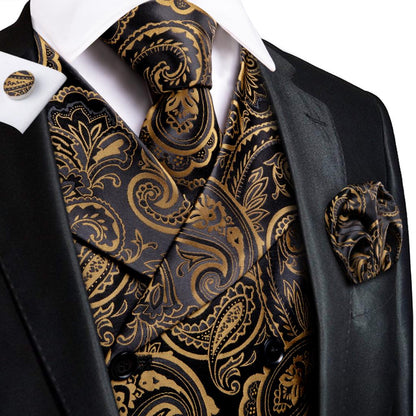 Men's Vests and Tie Business Formal Dresses Slim Vest 4piece Hanky cufflinks for Suit Blue Paisley Waistcoat The Clothing Company Sydney
