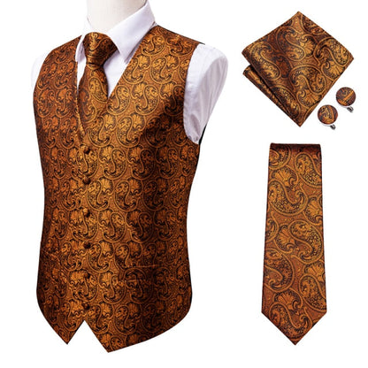 Men's Vests and Tie Business Formal Dresses Slim Vest 4piece Hanky cufflinks for Suit Blue Paisley Waistcoat The Clothing Company Sydney