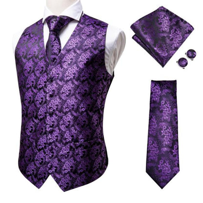 Men's Vests and Tie Business Formal Dresses Slim Vest 4piece Hanky cufflinks for Suit Blue Paisley Waistcoat The Clothing Company Sydney