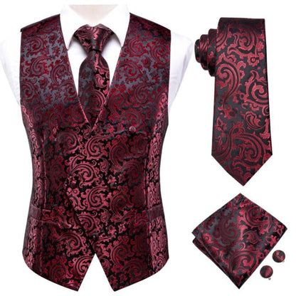 Men's Vests and Tie Business Formal Dresses Slim Vest 4piece Hanky cufflinks for Suit Blue Paisley Waistcoat The Clothing Company Sydney