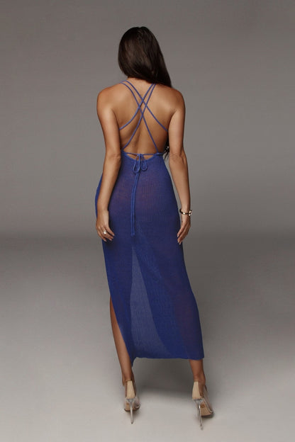 Crochet Beach Maxi See Through Plunge Backless Bandage Sleeveless Lacing Split Long Dresses The Clothing Company Sydney