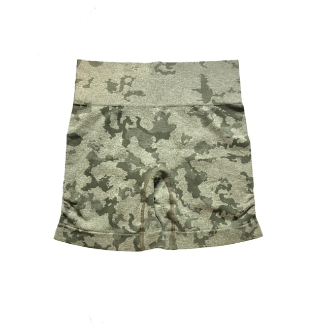 Camo Seamless Shorts High Waist Booty Gym Shorts Workout Short Fitness Ribbed Waist Running Shorts The Clothing Company Sydney