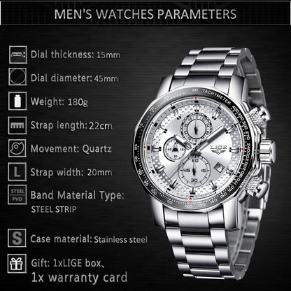 Silver Big Dial Watch Men Sport Quartz Mens Military Water Resistant Chronograph Watch The Clothing Company Sydney